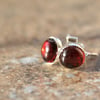Garnet rounds and sterling silver stud  earrings - January Birthstone