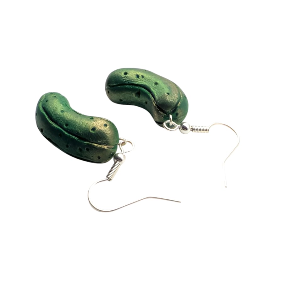 Green Dill Pickle Earrings