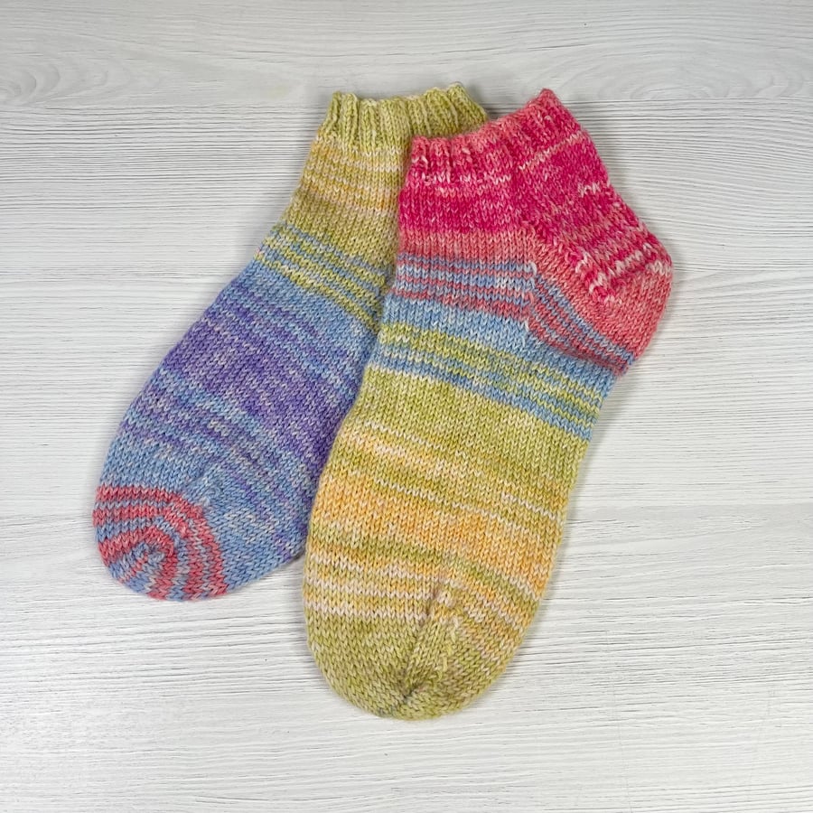 Hand Knitted Odd Socks in Sunrise Colours
