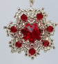Red and Silver Beaded Crystal Earrings - Image 5
