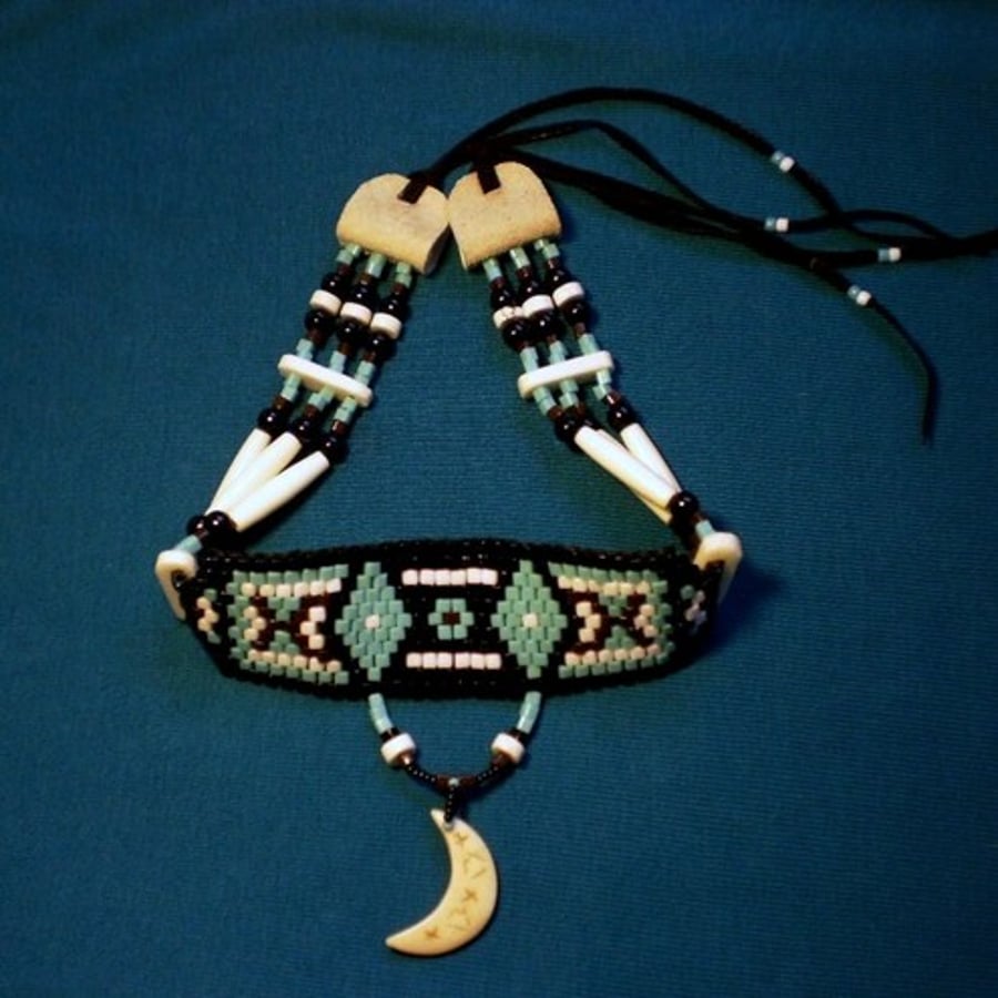 Cresent moon peyote choker