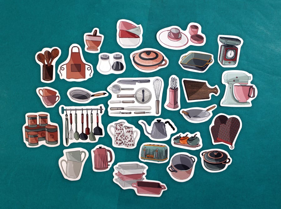 27 kitchen Stickers, planner stickers, scrapbook stickers, Journal stickers