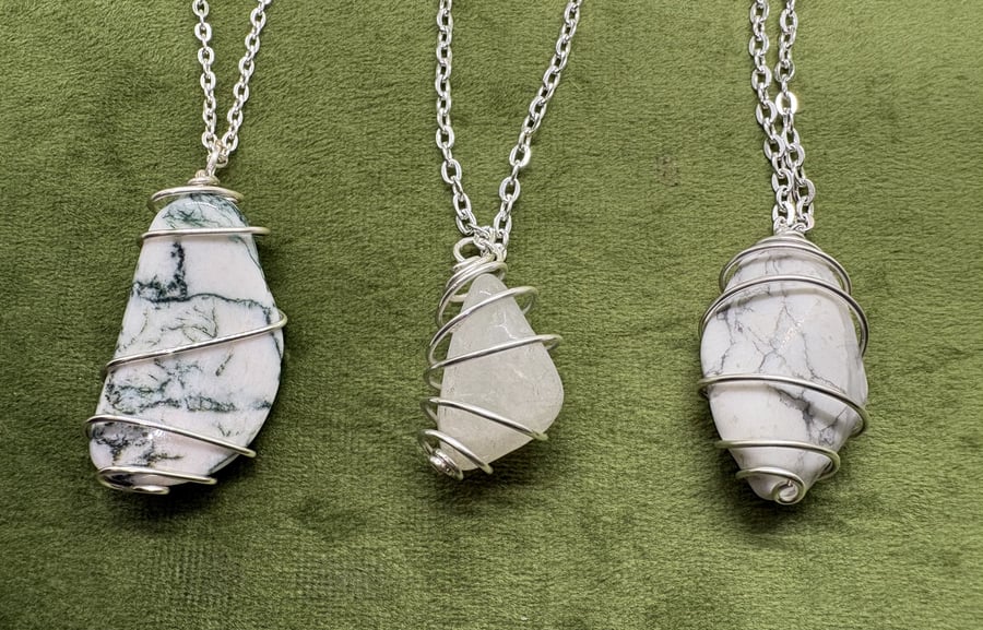 Multiple choices - Simple wire wrapped Semi-precious stones