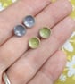Grey enamel earrings, Monochrome, Circle studs - Image 8