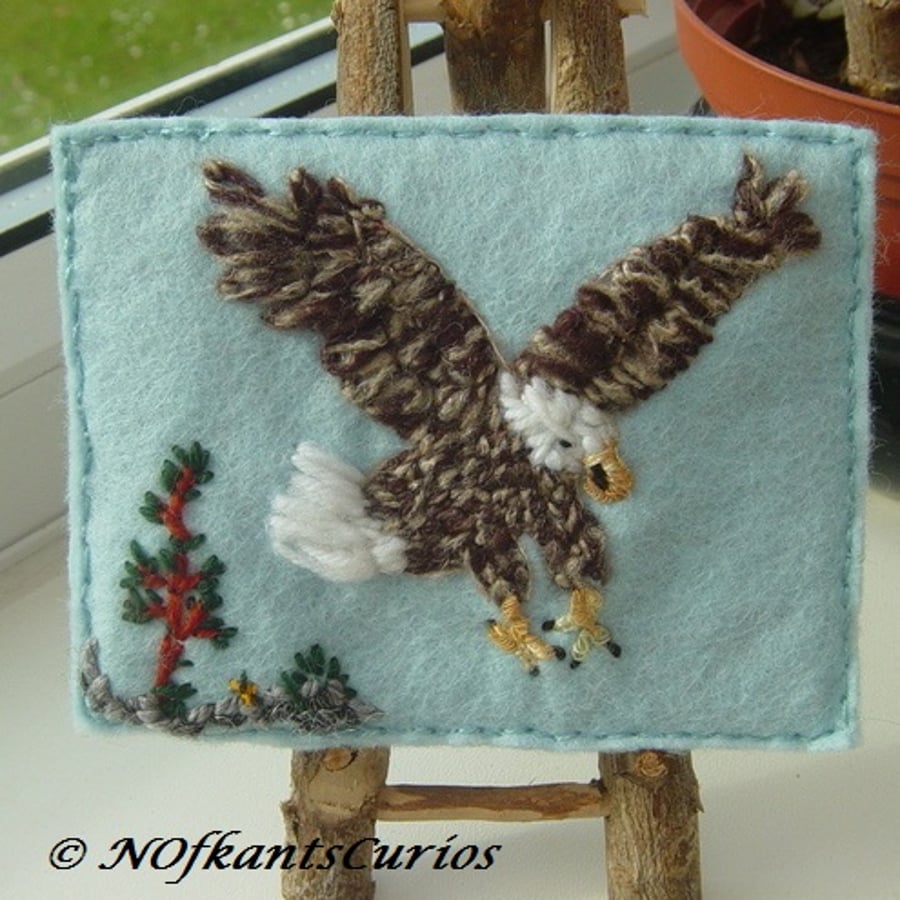 Where Eagle's Dare!  An embroidered Yarn and Felt Picture.