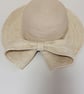 Handmade Beige Sun Hat with Bow - Image 2