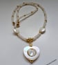 Designer Natural Mother of Pearl & Seed Bead  Necklace Gold Plated - Image 2