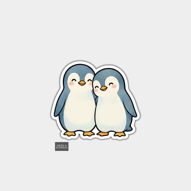 Funny Vinyl Sticker For Adults - Cute Penguin Couple