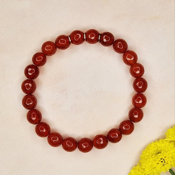 Carnelian and Rose Gold Bead Bracelet