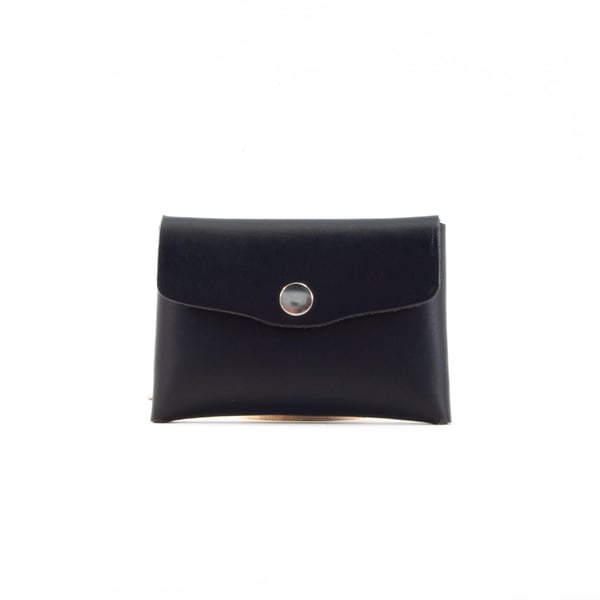 Black Leather Purse Minimal Leather Coin Card Pouch Handmade in Kent