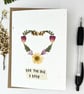 Handmade Real Pressed Flower Heart, Valentine's, Anniversary, Birthday Card 