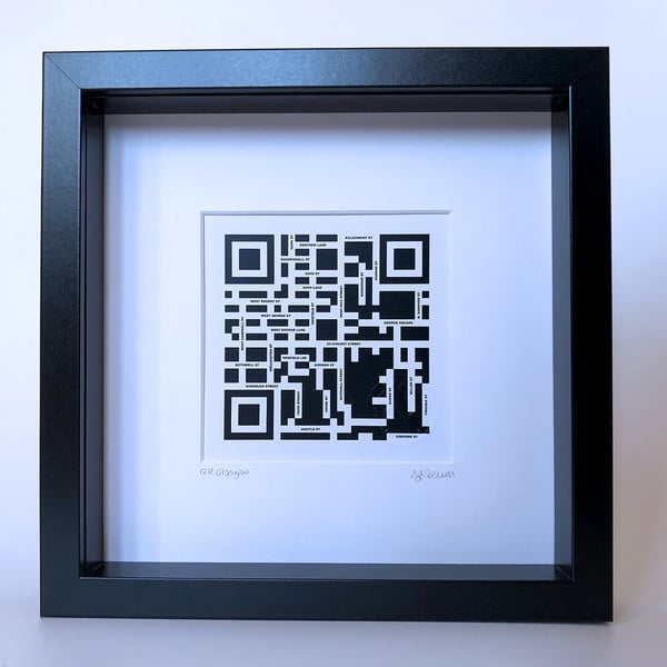 QR Glasgow, framed