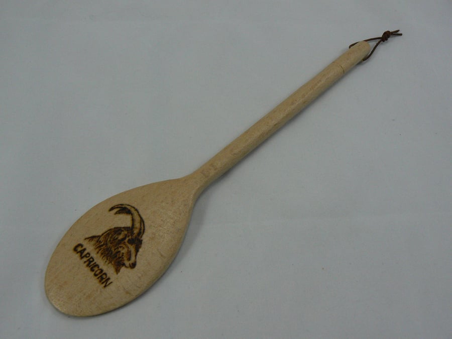 wooden spoon with Capricorn star sign (pyrographed)