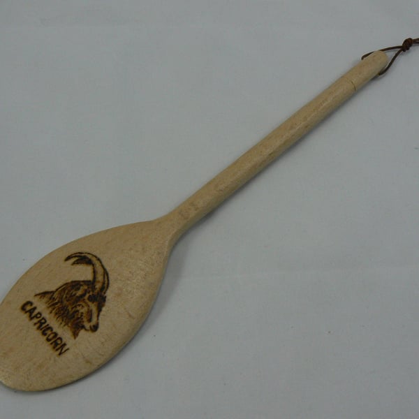 wooden spoon with Capricorn star sign (pyrographed)