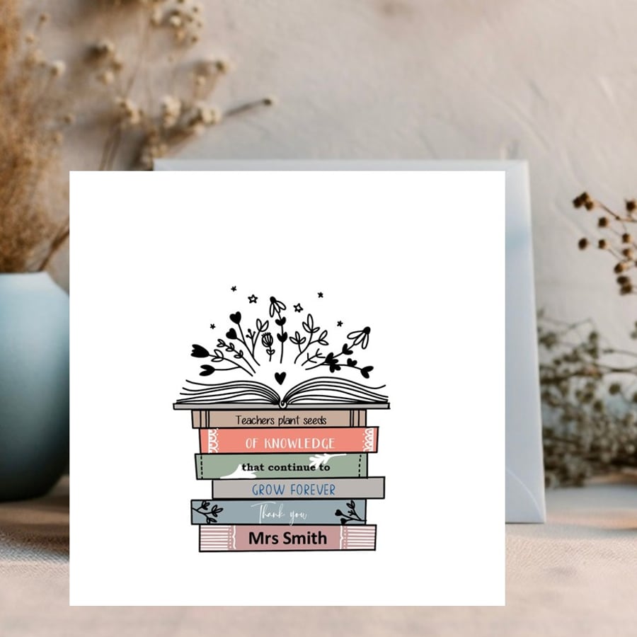 Personalised Thank You Card for Teachers, Teaching Assistants, Key workers, 