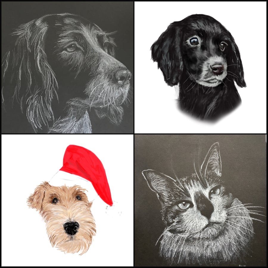 A4 Pet Portrait Commission - Digital OR Pencil drawing 