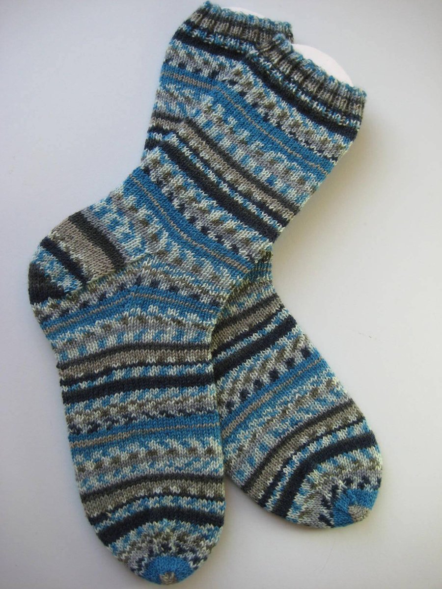 hand knit mens wool socks UK 9-11