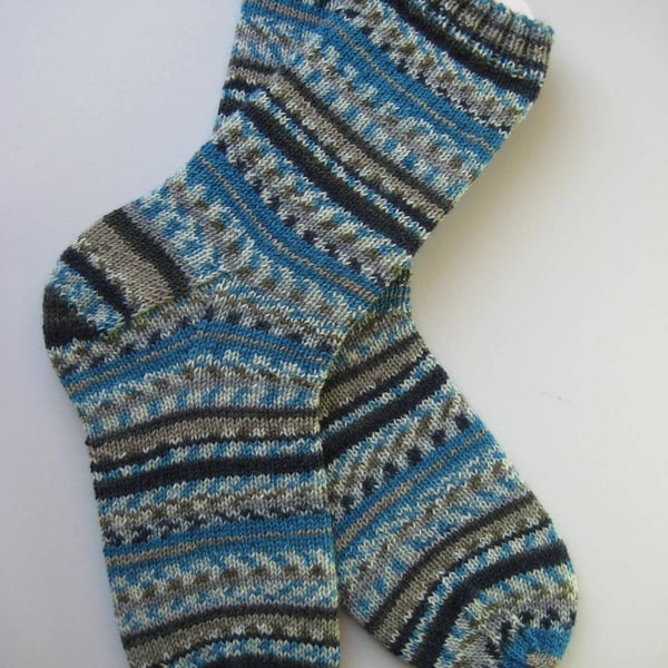 hand knit mens wool socks UK 9-11