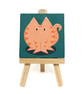 Ginger Cat Miniature Painting - original art on teal mini canvas, cat lover gift - Image 4