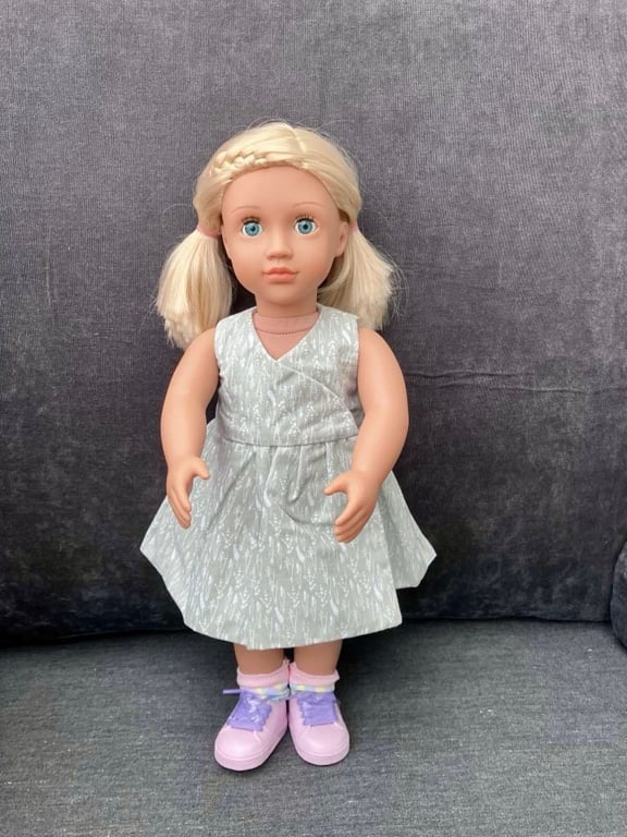 Natural coloured wrap dress for Our Generation or Tiny Tears doll