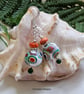 Hand Made Polymer Clay Beads, Agate & Howlite Earings.