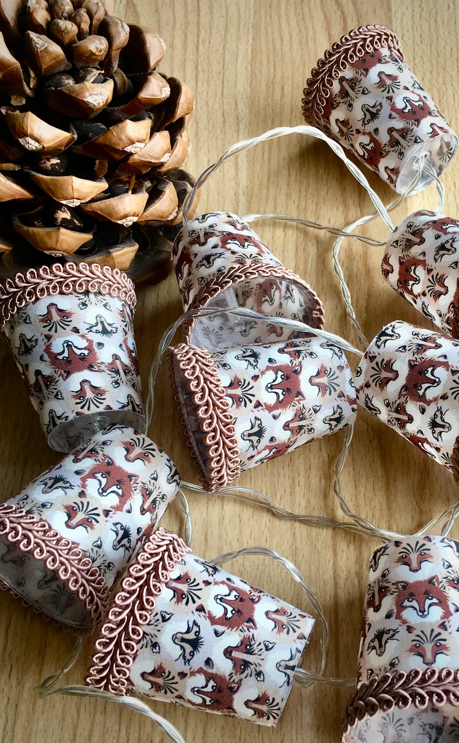 Upcycled Mini Lampshade Fairy Lights - Liberty - Wolf Pack