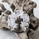 Clear Quartz Wire Tree Of Life Necklace