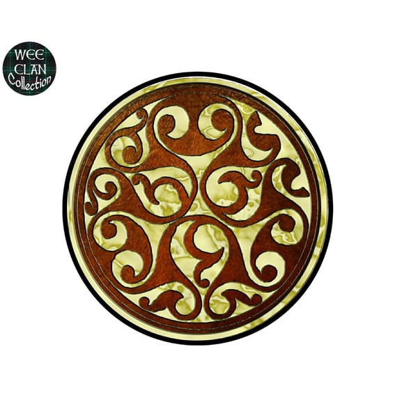 Celtic Inspired Yellow knots on leather shield Vinyl Sticker For Phone, Laptop, 
