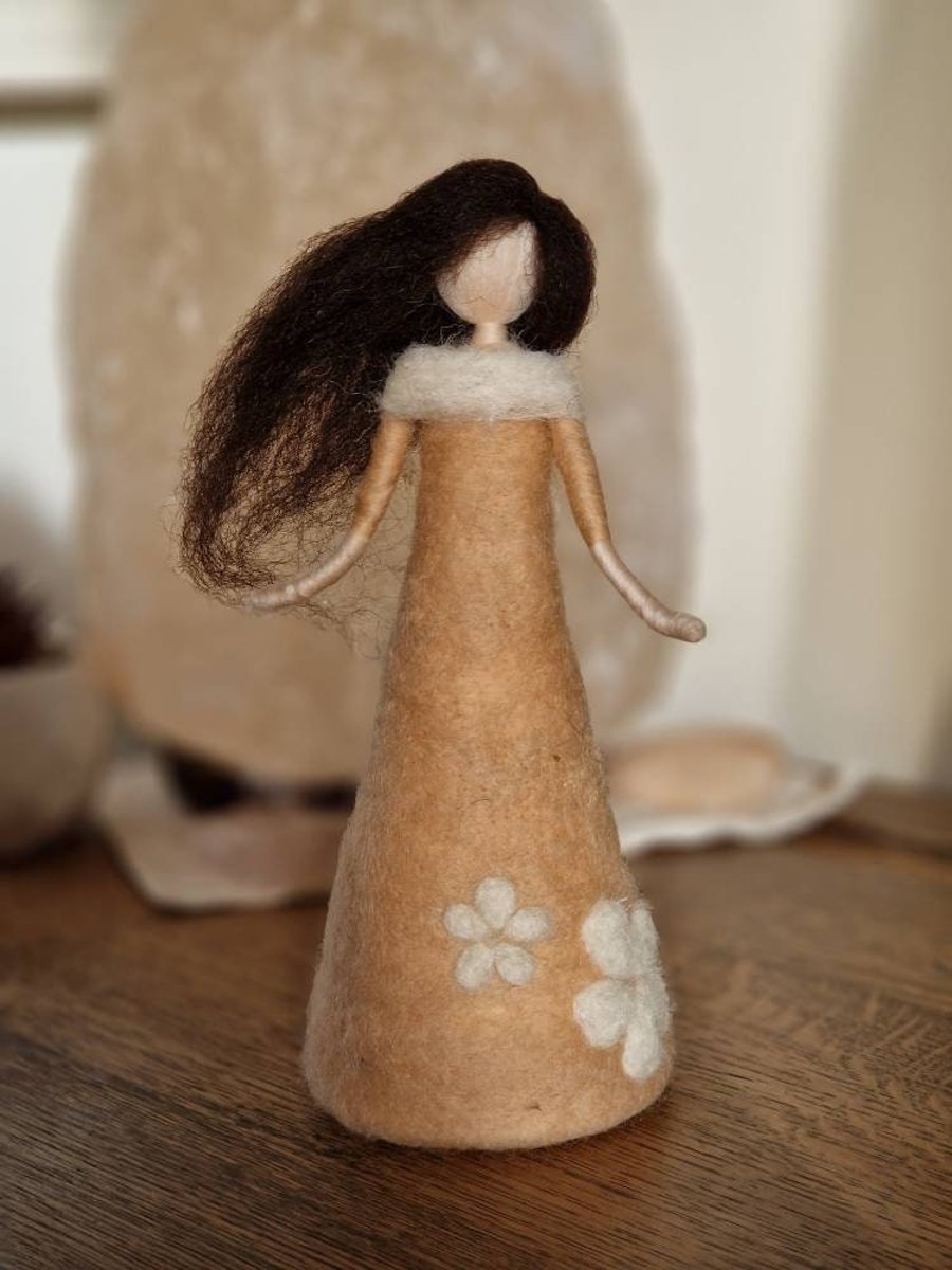 Needle felt fairy, needle felt doll, handmade dolls, blossom flowers, wool felt 