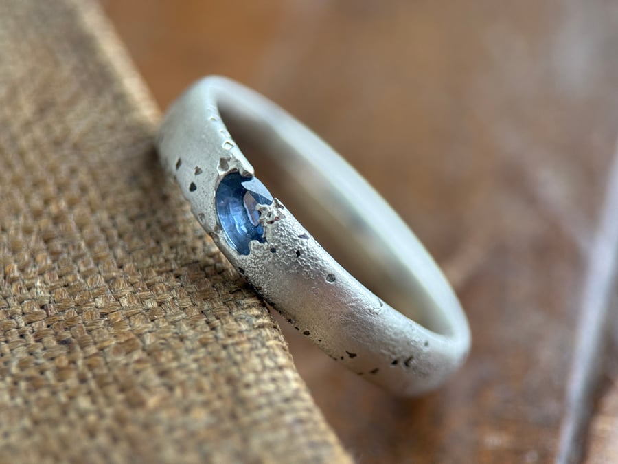Sterling Silver Sand Cast Tanzanite Ring Band