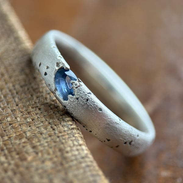 Sterling Silver Sand Cast Tanzanite Ring Band