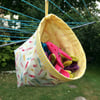 Peg bag, clothespin bag, hanging, free standing, peg fabric