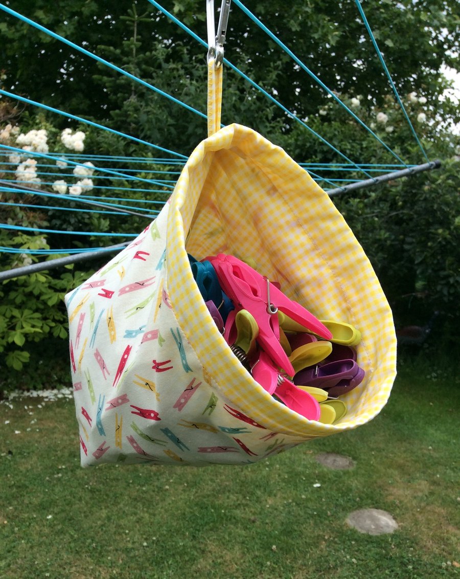 Peg bag, clothespin bag, hanging, free standing, peg fabric