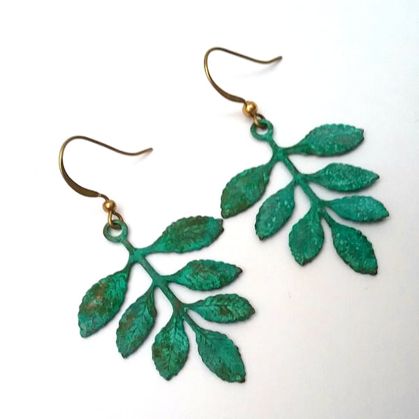 Leafy verdigris Earrings..