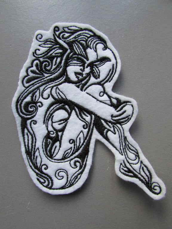 Forest Fairy Fae Embroidered Sew on Applique Patch