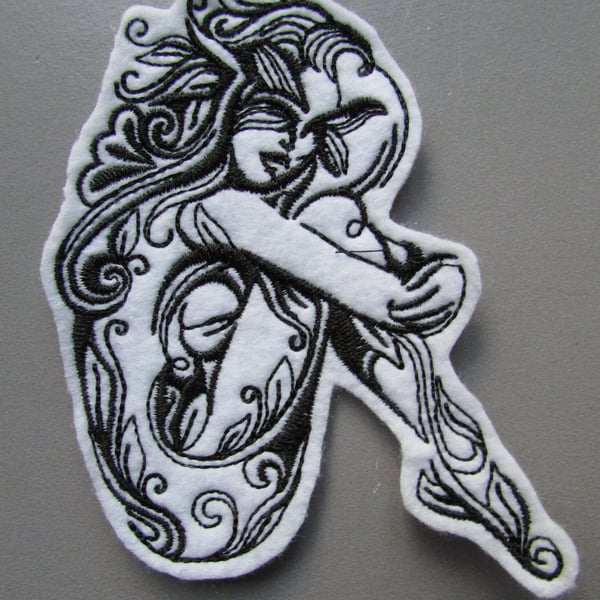 Forest Fairy Fae Embroidered Sew on Applique Patch