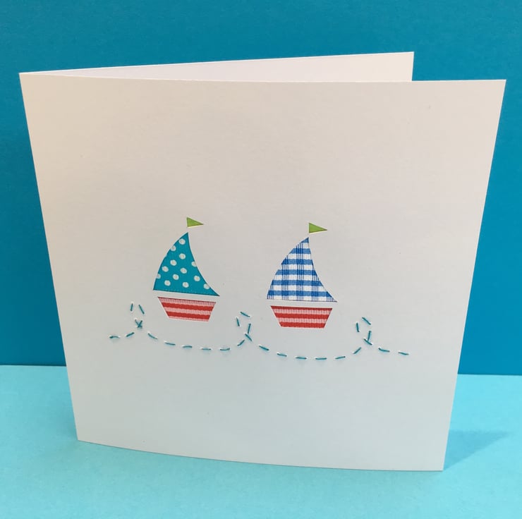 2 Little Sailing Boats Card - Folksy