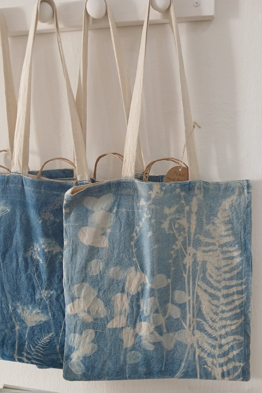 Hand Printed Cyanotype Tote Bag (Fern & Honesty)