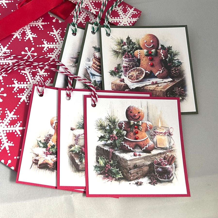 Pack of 6 gingerbread men Christmas gift tags