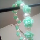 Light Green Rose Beaded Braclet