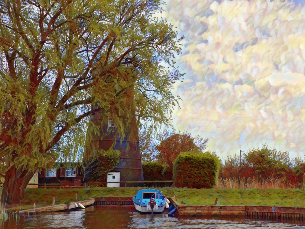Digital Download Windmill and Boat On The Norfolk Broads