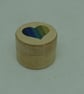 Tiny round wooden pot with colourful veneered lid