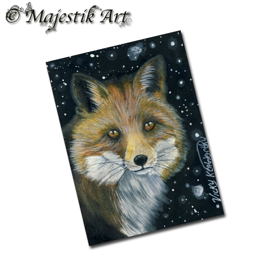 Archival ACEO Fox 'Cosmic' By V Kenworthy