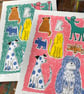  Colourful Screen Print - Dog Days by Jo Brown- Pink - unframed original  - Image 6