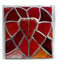 Patchwork Fused Heart Plaque Stained Glass Handmade Dichroic Reds - Image 5