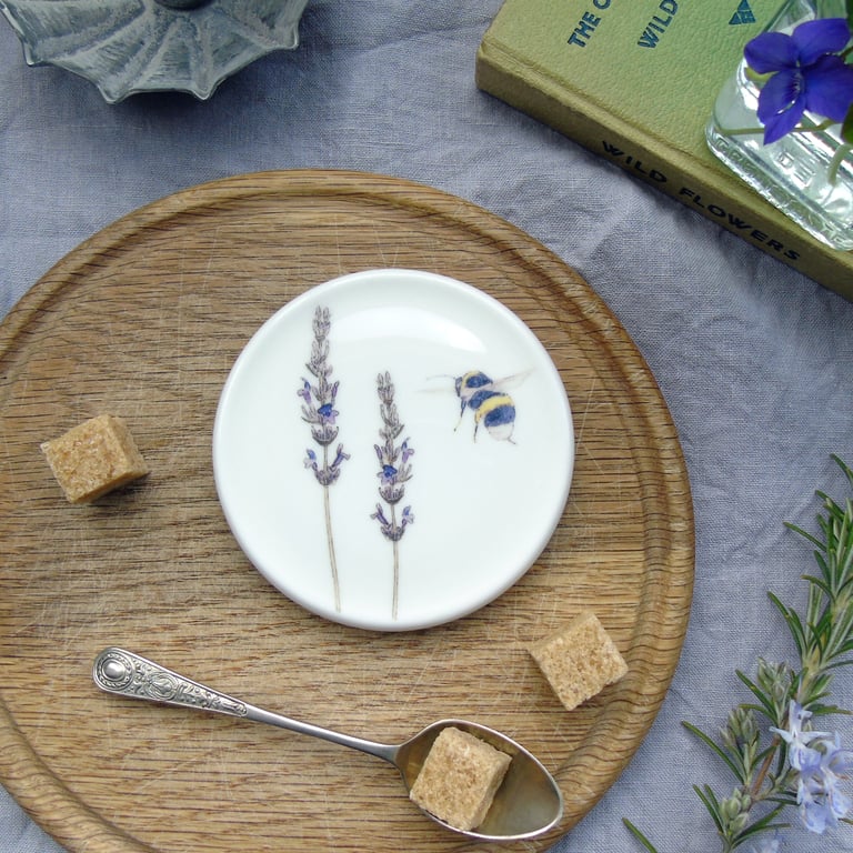 Lavender and Bee Fine Bone China Coaster 