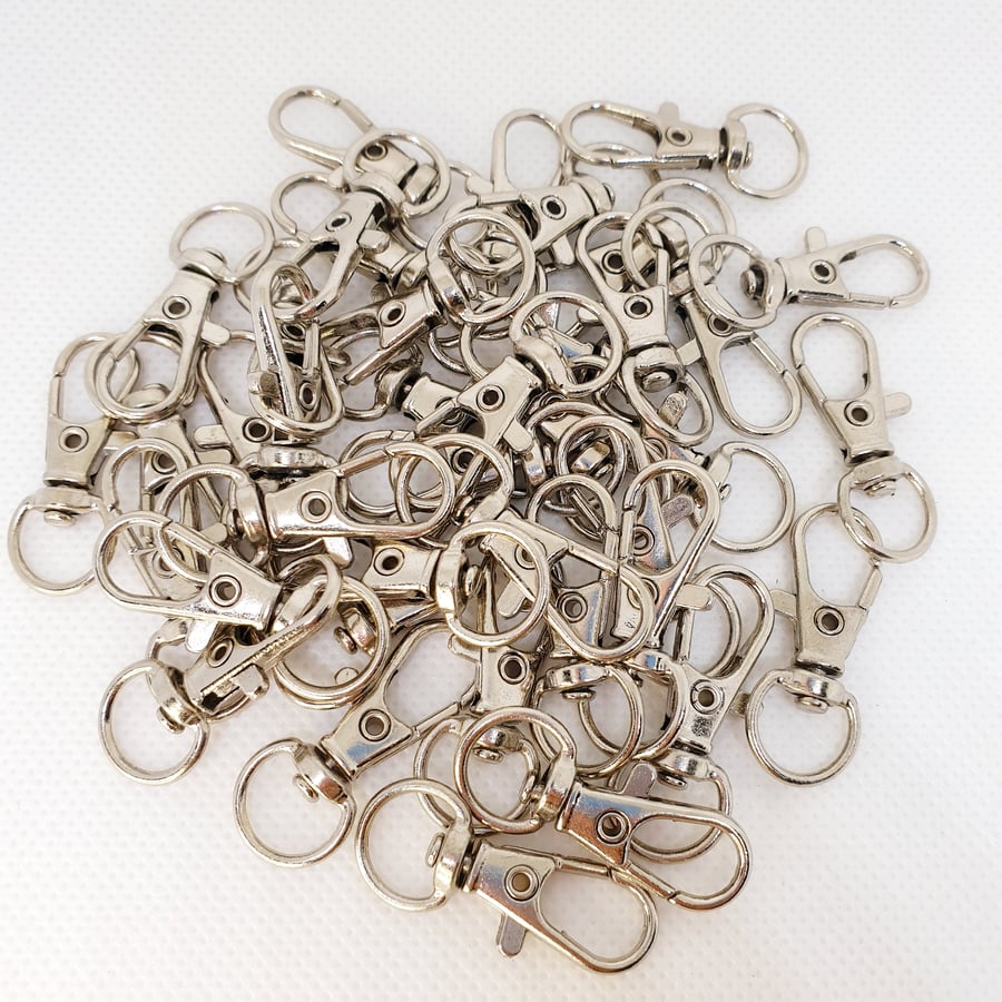 10 Pcs 30mm Silver Swivel Lobster Trigger Clasps Snap Hook Keyring