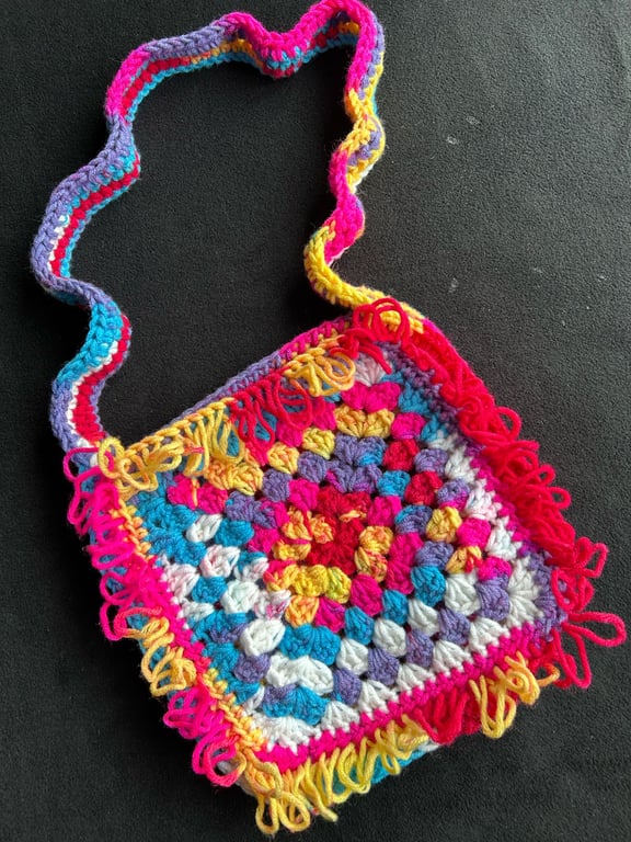 Hand Crocheted Vibrant Shoulder Bag