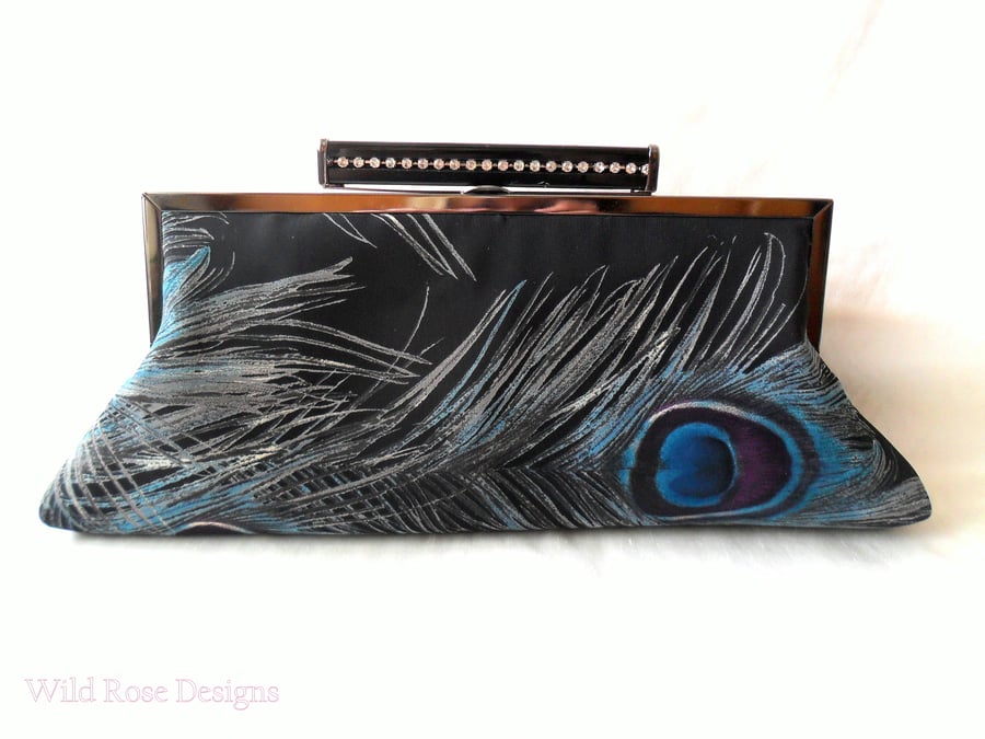 Peacock Clutch bag. Evening bag with Art Deco styling