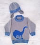 Dinosaur Child's Sweater and Hat - Brontosaurus - Digital Knitting Pattern - Image 2